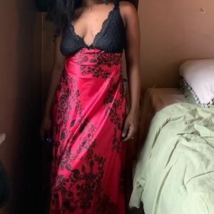 Floral Satin Maxi Dress